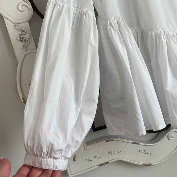 ANTHROPOLOGIE JOIE HAUKEA  SHIRRED PEPLUM TOP WHITE SIZE MEDIUM - Picture 5 of 10